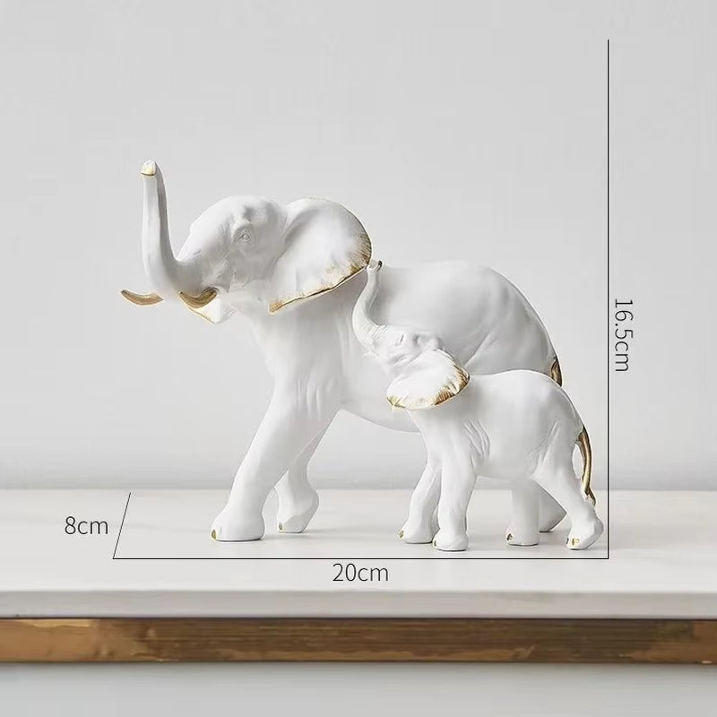 1Pairs Creative Modern Animal Decor |Resin Elephant Statues & Figurines Sculpture| Living Room Table Ornaments Crafts