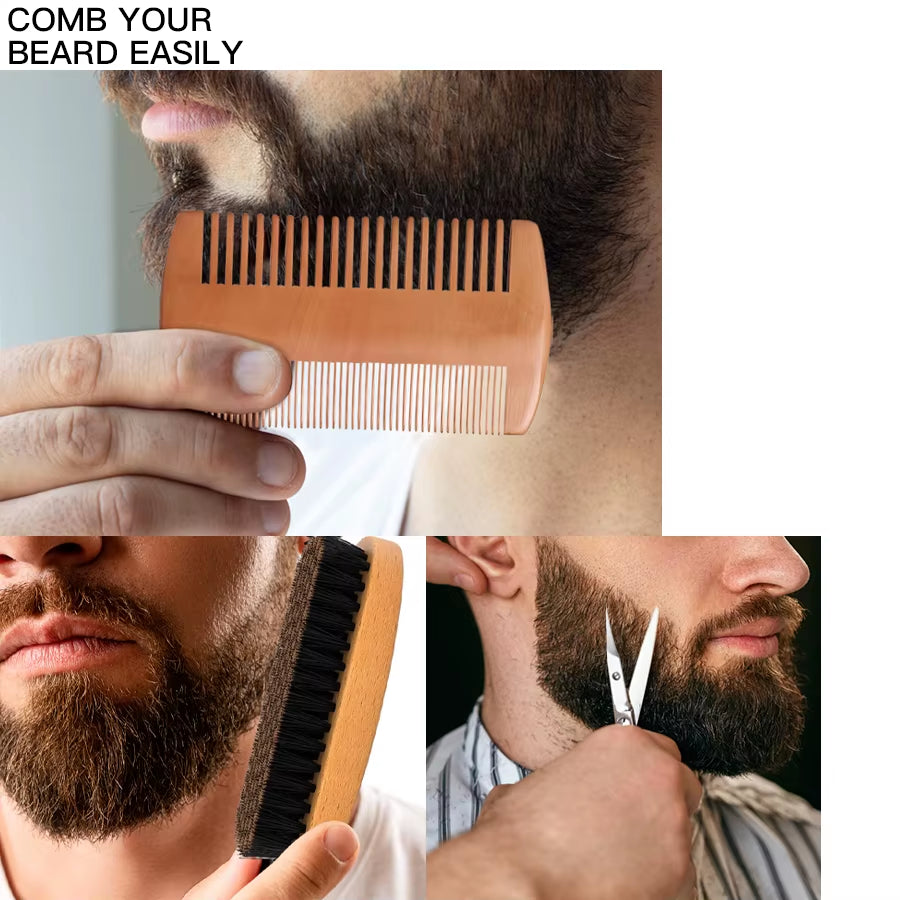5Pcs/Set Beard Oil Balm for Men Beards |Moisturizing Bears Care| Essential Oil to Promote Healthy Beards Growth Beard Styling Tool Kit