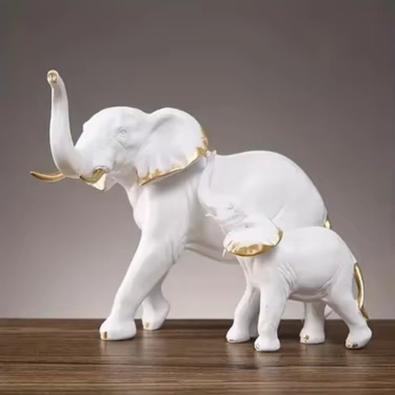 1Pairs Creative Modern Animal Decor |Resin Elephant Statues & Figurines Sculpture| Living Room Table Ornaments Crafts
