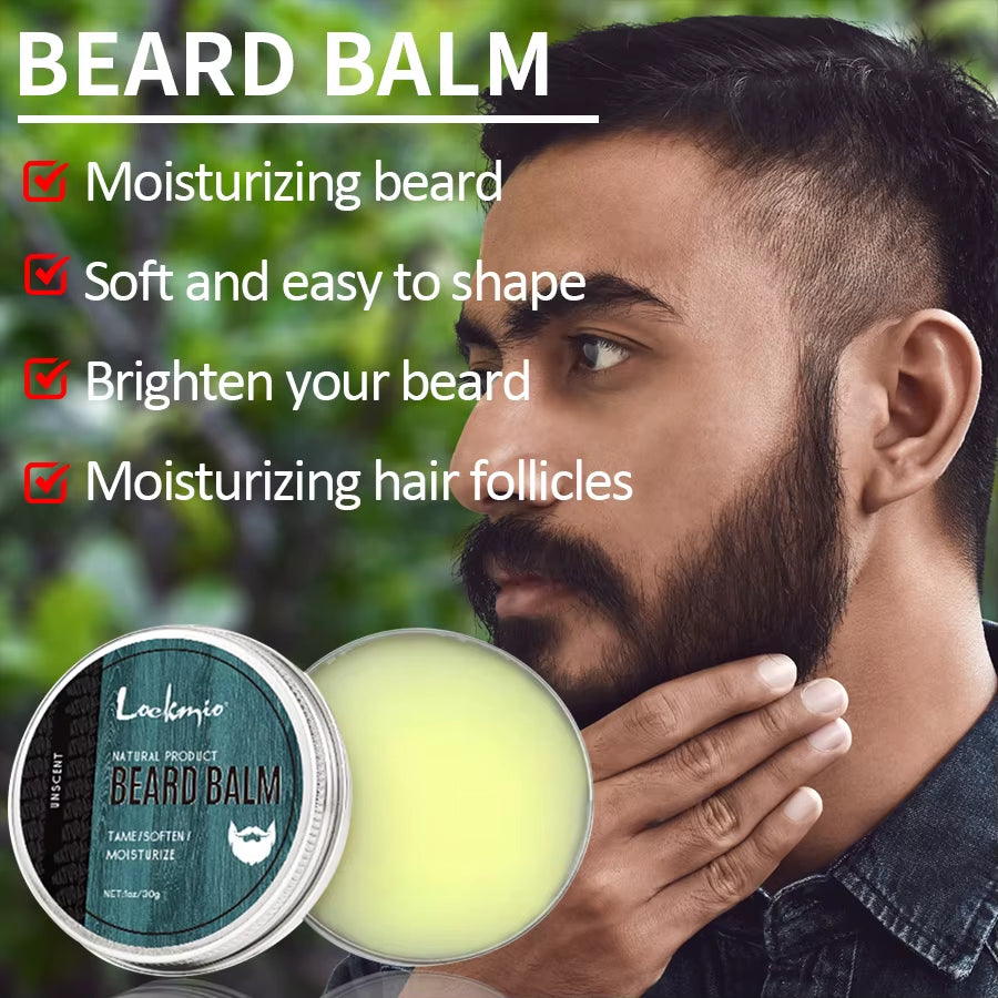 5Pcs/Set Beard Oil Balm for Men Beards |Moisturizing Bears Care| Essential Oil to Promote Healthy Beards Growth Beard Styling Tool Kit