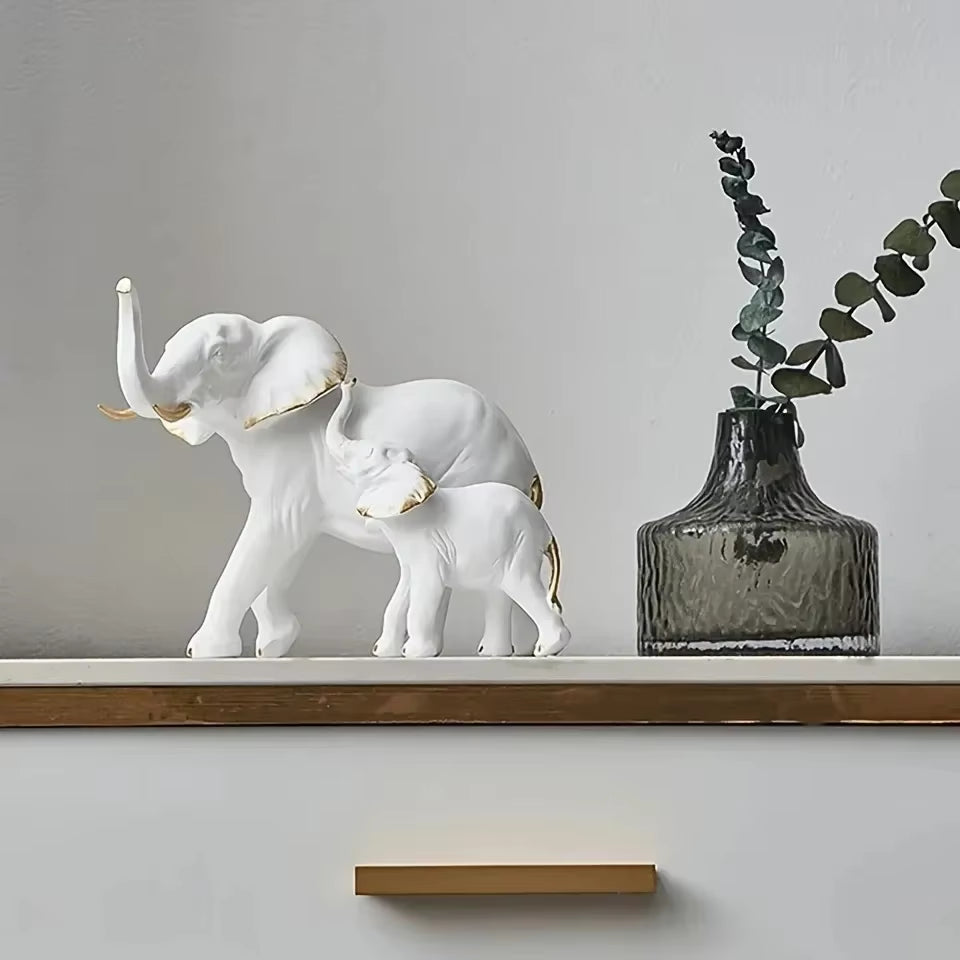 1Pairs Creative Modern Animal Decor |Resin Elephant Statues & Figurines Sculpture| Living Room Table Ornaments Crafts