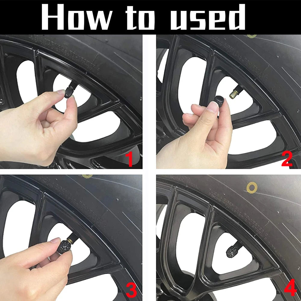4Pcs Crystal Rhinestone Universal Car Tire Valve Caps| Sparkly Dustproof Bling Car Accessories