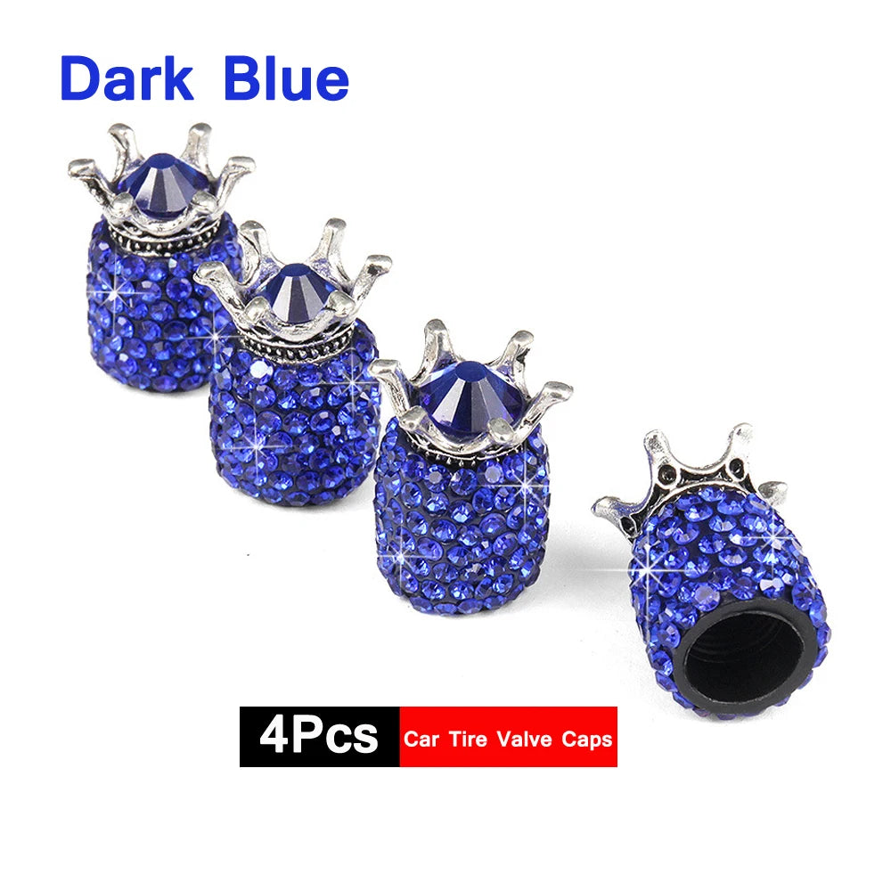 4Pcs Crystal Rhinestone Universal Car Tire Valve Caps| Sparkly Dustproof Bling Car Accessories