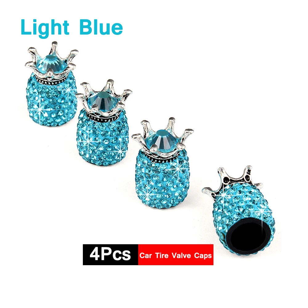 4Pcs Crystal Rhinestone Universal Car Tire Valve Caps| Sparkly Dustproof Bling Car Accessories