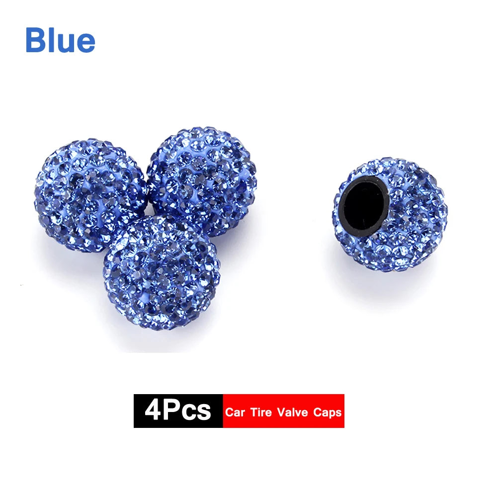 4Pcs Crystal Rhinestone Universal Car Tire Valve Caps| Sparkly Dustproof Bling Car Accessories