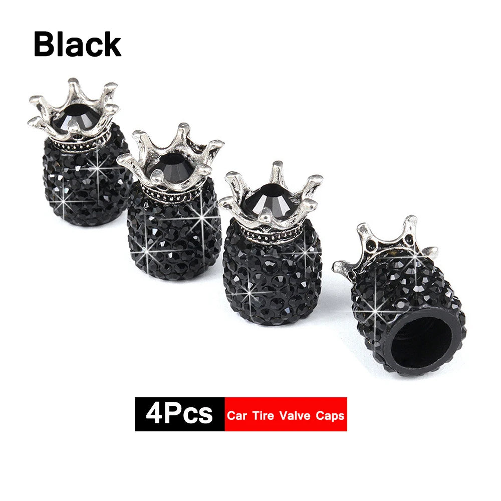 4Pcs Crystal Rhinestone Universal Car Tire Valve Caps| Sparkly Dustproof Bling Car Accessories