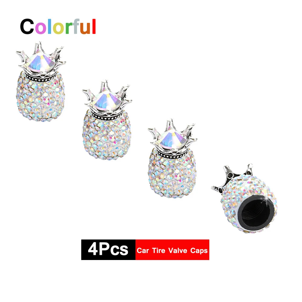 4Pcs Crystal Rhinestone Universal Car Tire Valve Caps| Sparkly Dustproof Bling Car Accessories