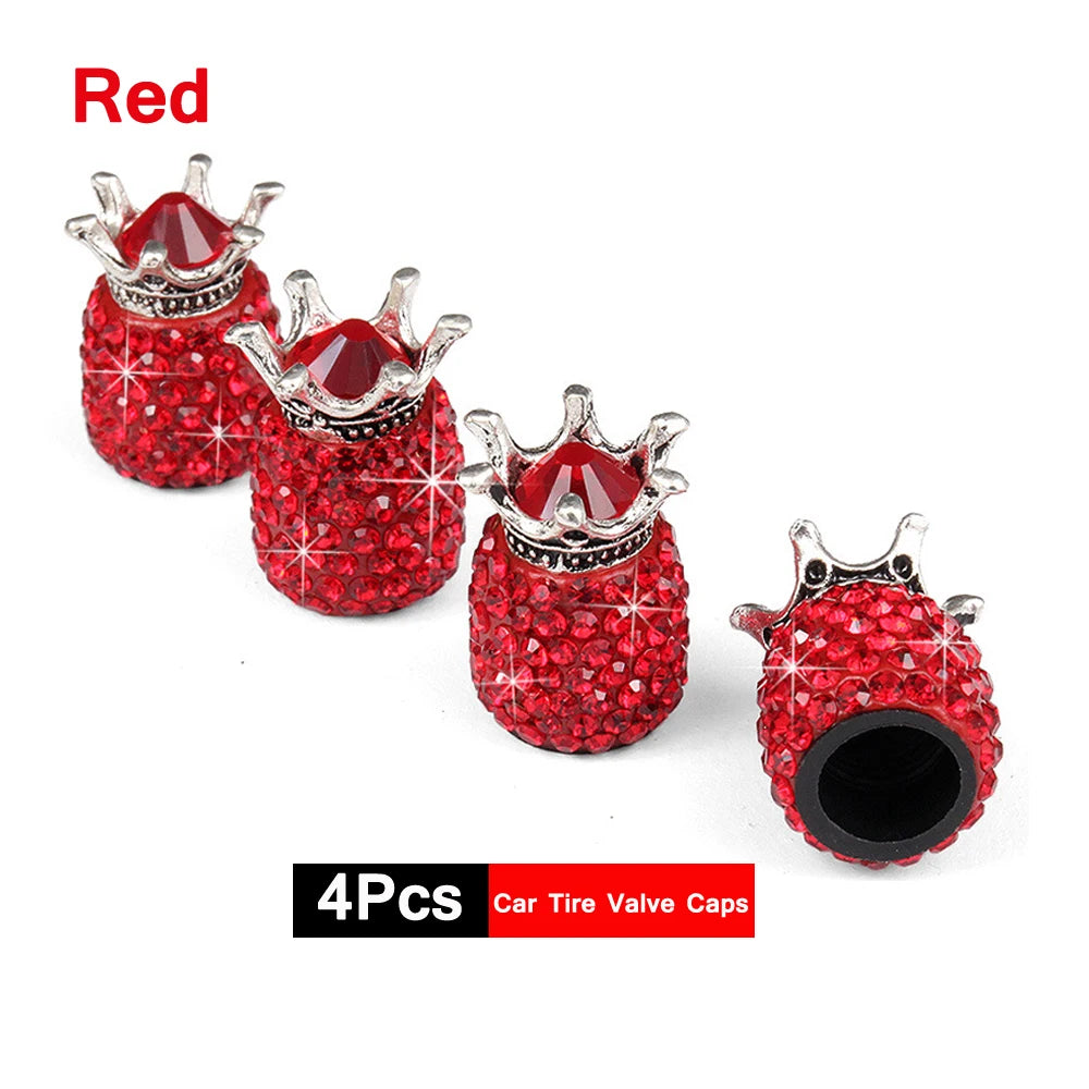4Pcs Crystal Rhinestone Universal Car Tire Valve Caps| Sparkly Dustproof Bling Car Accessories
