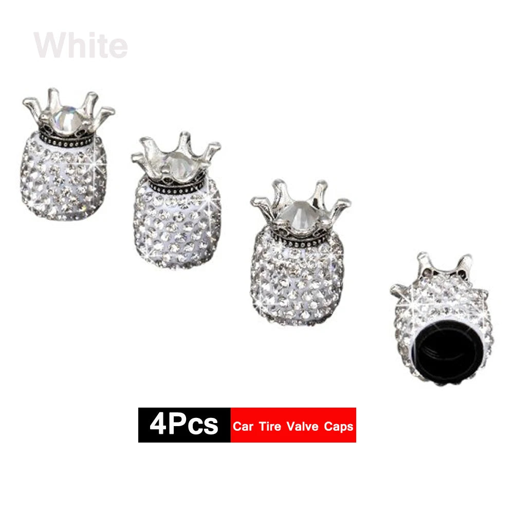 4Pcs Crystal Rhinestone Universal Car Tire Valve Caps| Sparkly Dustproof Bling Car Accessories