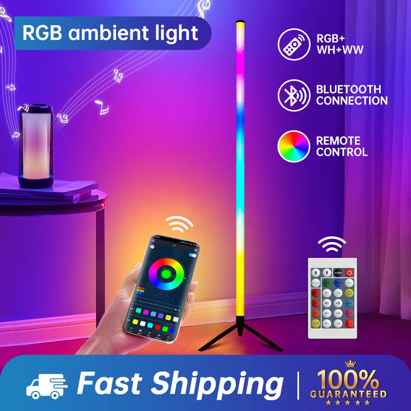 105CM 110CM Corner Floor Lamp| Dimmable RGB LED Modern Mood Light| LED LIGHT FOR Bedroom Gaming Living Room Decor