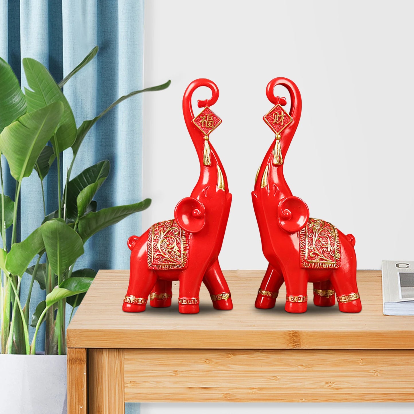 2Pcs Nordic Style Resin Elephant Statues | Animal Sculpture Ornaments for Home Office Decoration Dorm Desktop Decor Birthday Gift