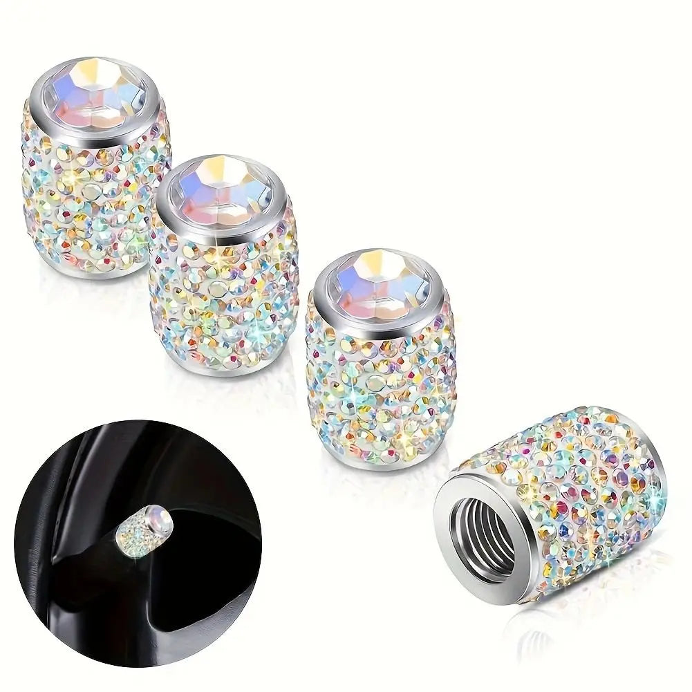 4Pcs/Set Bling Sparkle Tire Stem Valve Caps |Universal Car Dustproof Tire Valve Caps
