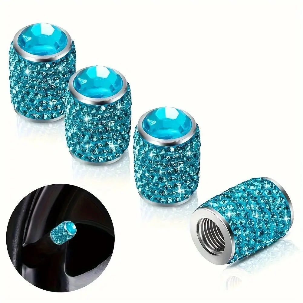 4Pcs/Set Bling Sparkle Tire Stem Valve Caps |Universal Car Dustproof Tire Valve Caps