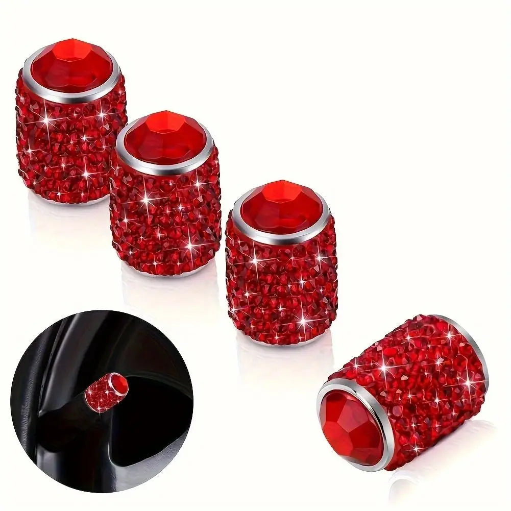 4Pcs/Set Bling Sparkle Tire Stem Valve Caps |Universal Car Dustproof Tire Valve Caps