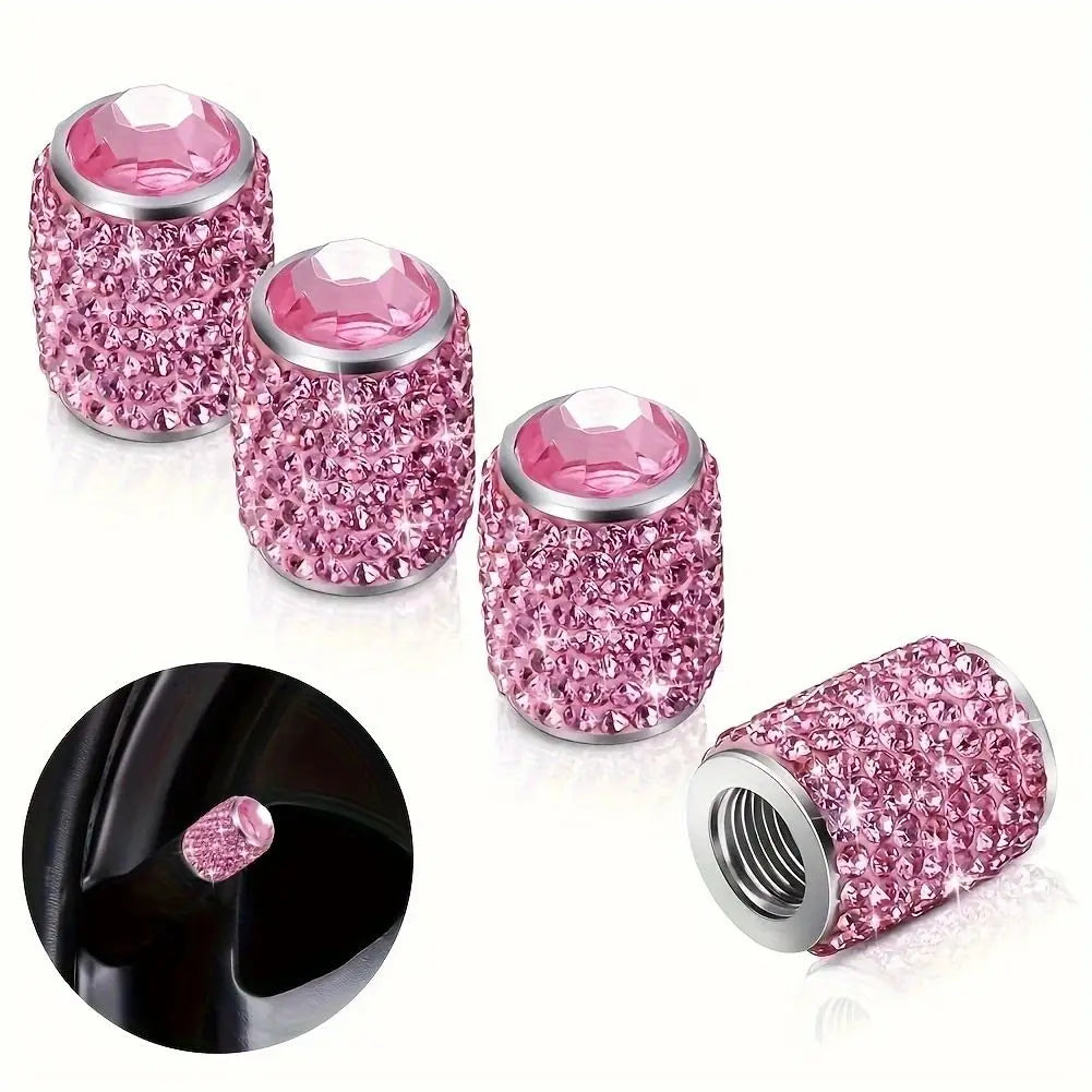 4Pcs/Set Bling Sparkle Tire Stem Valve Caps |Universal Car Dustproof Tire Valve Caps