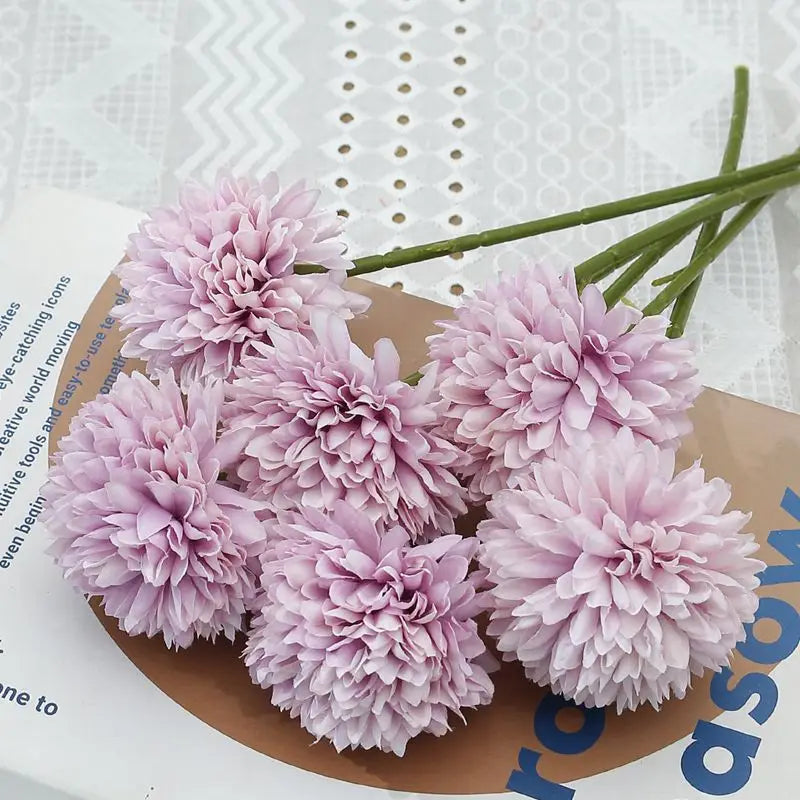 5Pcs Artificial Dandelion Flowers| Fake Hydrangea Bouquet for Home |