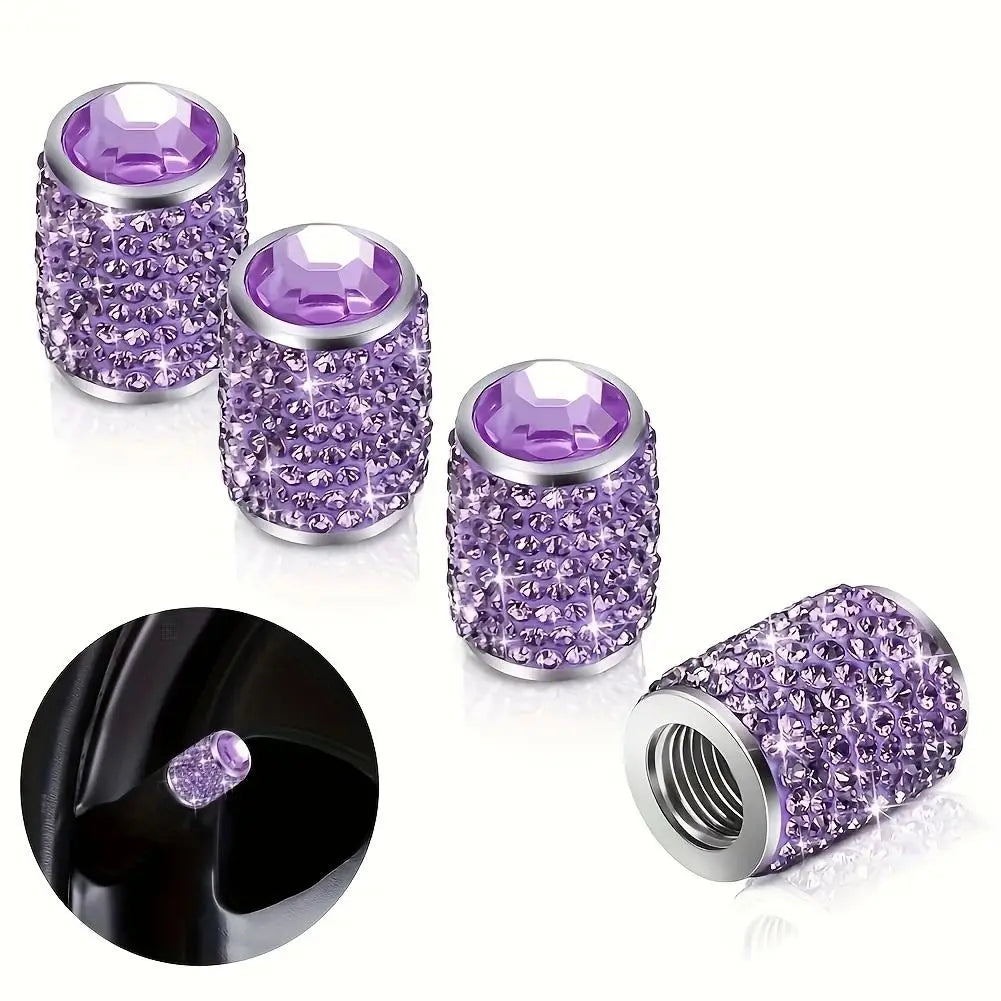 4Pcs/Set Bling Sparkle Tire Stem Valve Caps |Universal Car Dustproof Tire Valve Caps
