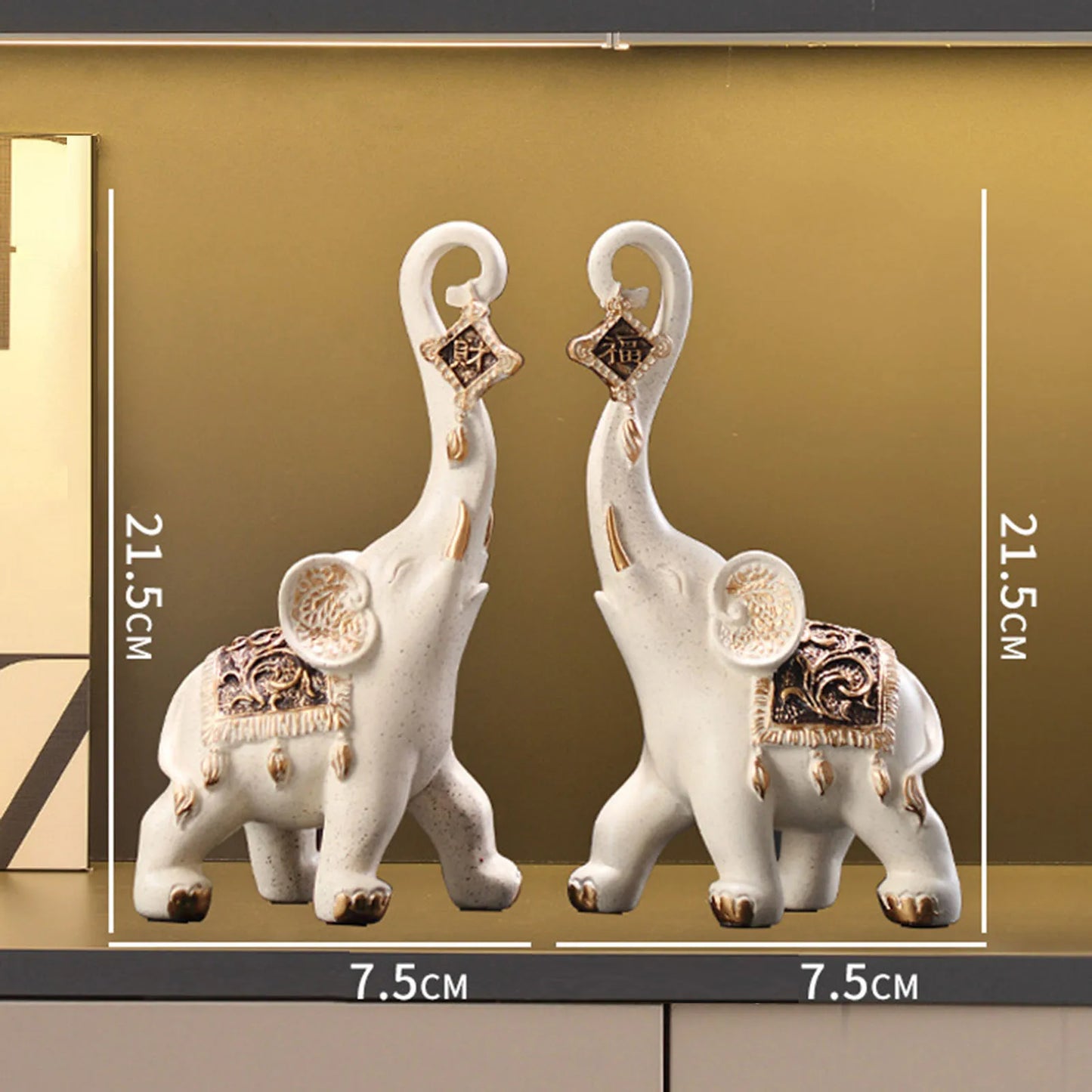 2Pcs Nordic Style Resin Elephant Statues | Animal Sculpture Ornaments for Home Office Decoration Dorm Desktop Decor Birthday Gift