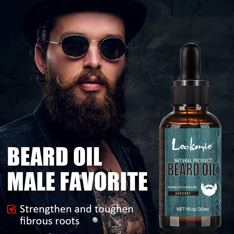 5Pcs/Set Beard Oil Balm for Men Beards |Moisturizing Bears Care| Essential Oil to Promote Healthy Beards Growth Beard Styling Tool Kit