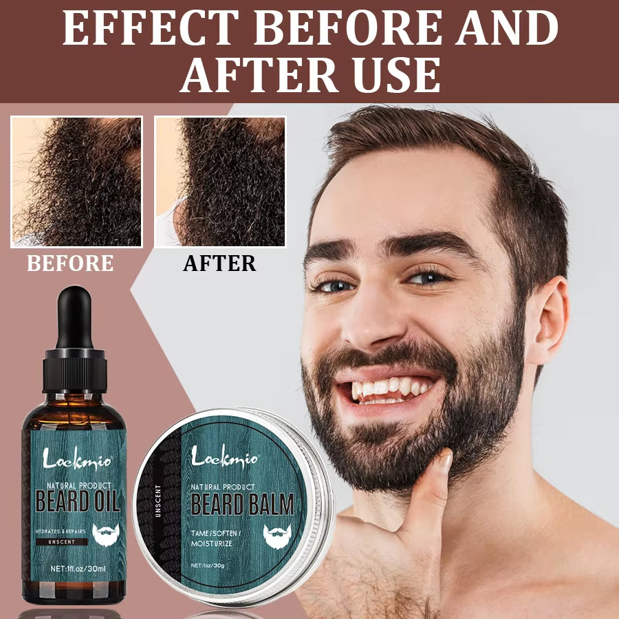 5Pcs/Set Beard Oil Balm for Men Beards |Moisturizing Bears Care| Essential Oil to Promote Healthy Beards Growth Beard Styling Tool Kit