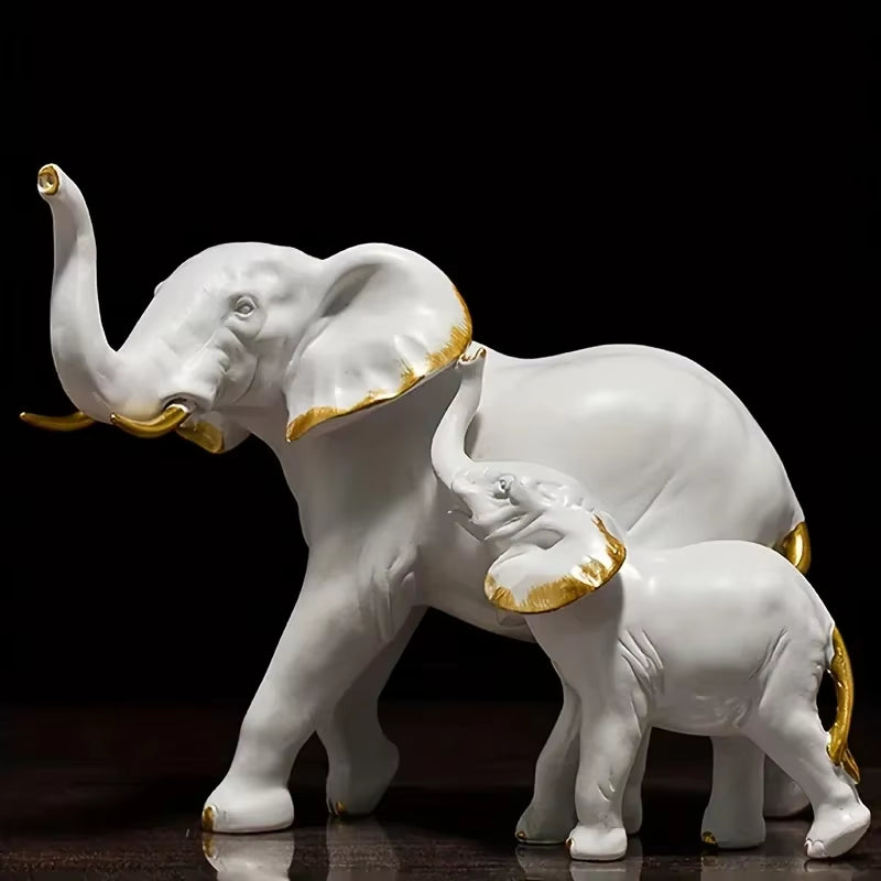 1Pairs Creative Modern Animal Decor |Resin Elephant Statues & Figurines Sculpture| Living Room Table Ornaments Crafts