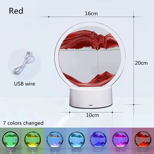Creative Quicksand Night Light with 7 Colors USB Sandscape Table Lamp 3 D Natural Landscape Bedside Lamps Office Home Decor Gif