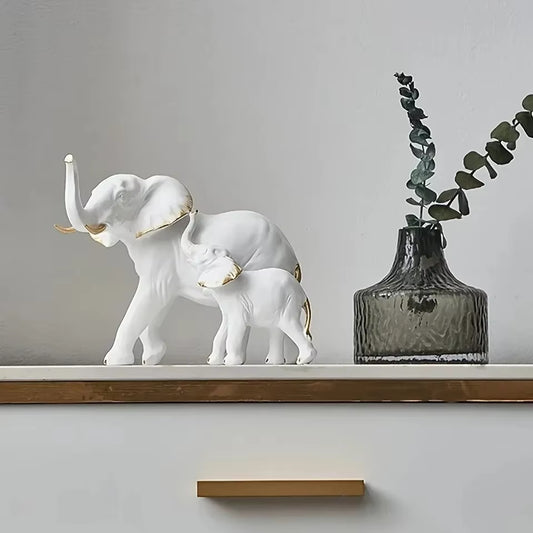 1Pairs Creative Modern Animal Decor |Resin Elephant Statues & Figurines Sculpture|  Living Room Table Ornaments Crafts