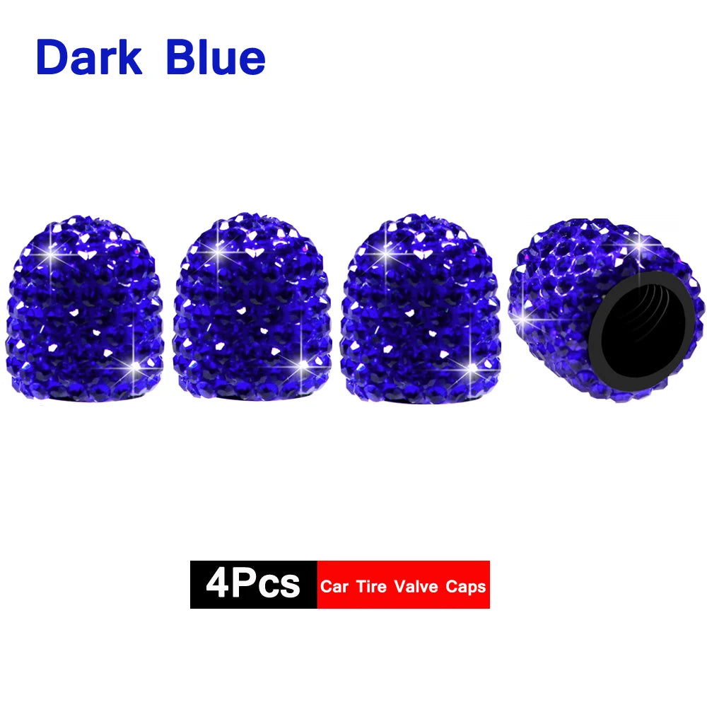 4Pcs Crystal Rhinestone Universal Car Tire Valve Caps| Sparkly Dustproof Bling Car Accessories
