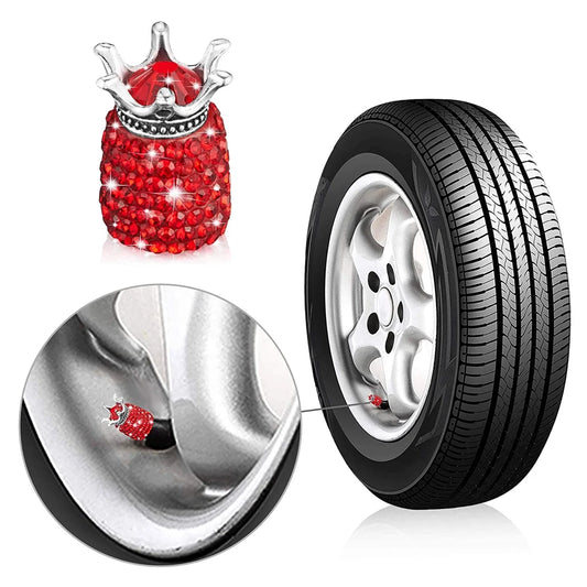 4Pcs Crystal Rhinestone Universal Car Tire Valve Caps| Sparkly Dustproof Bling Car Accessories