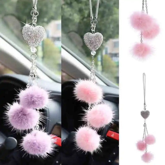 Fashion Diamond Car Accessory| Bling Hairball Pendant |Auto Rearview Mirror Pendant 