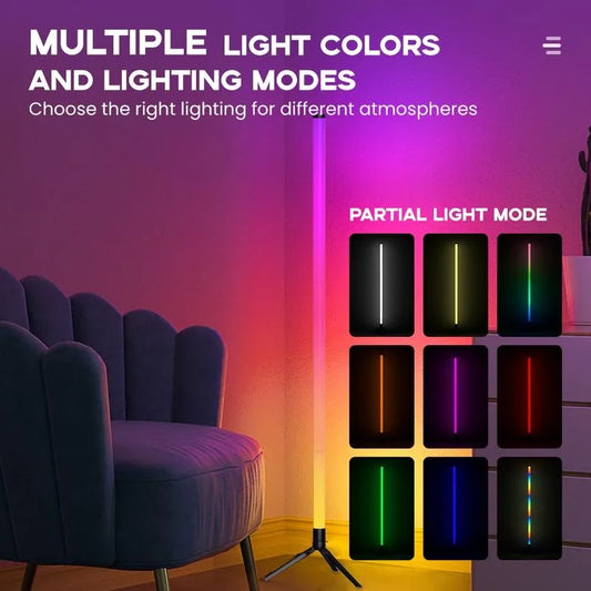 105CM 110CM Corner Floor Lamp| Dimmable RGB LED Modern Mood Light| LED LIGHT FOR Bedroom Gaming Living Room Decor