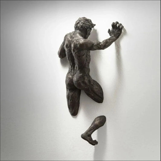 Imitation Copper Wall Decor |Abstract Resin Character | Man Statue Sculpture For Background | 3D Wall Art 