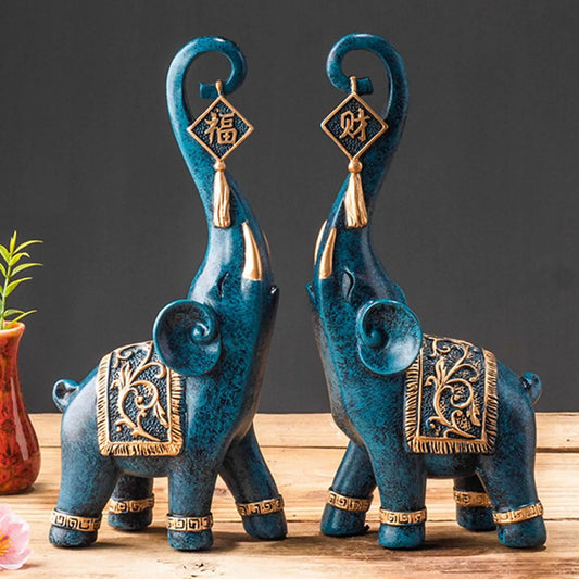 2Pcs Nordic Style Resin Elephant Statues | Animal Sculpture Ornaments for Home Office Decoration Dorm Desktop Decor Birthday Gift