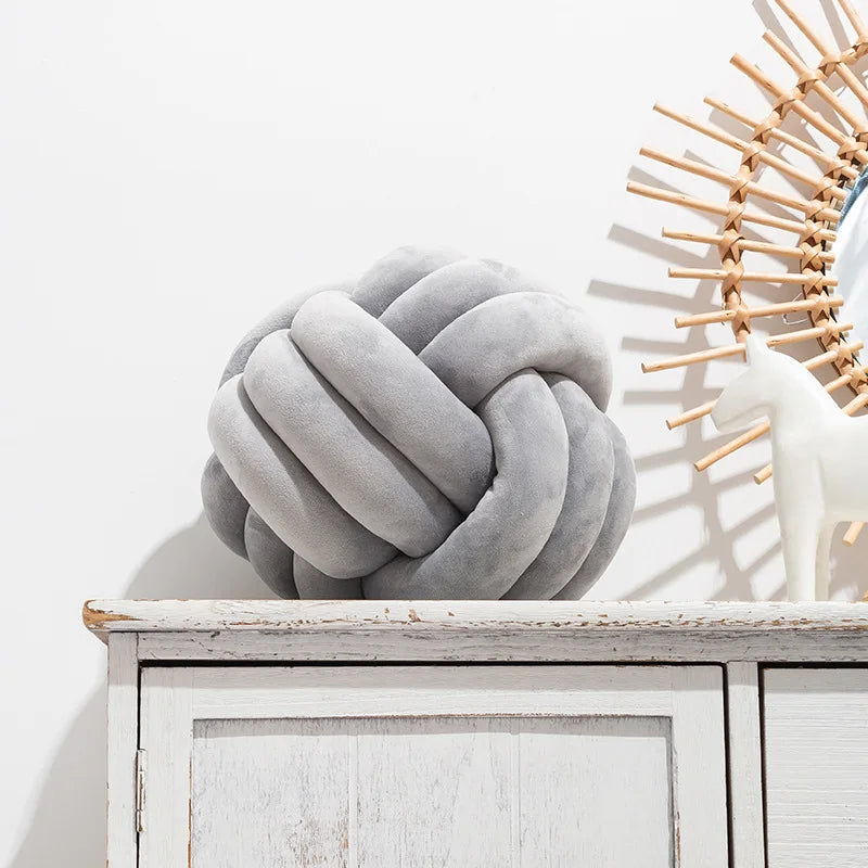 Decorative Throw Knot Pillow| Soft Ball Pillow for Home Chair Sofa Bed Aesthetic | Handmade round  Knotted Pillow Cushion 