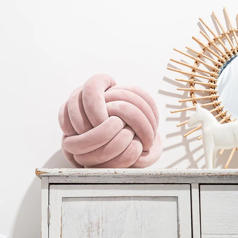 Decorative Throw Knot Pillow| Soft Ball Pillow for Home Chair Sofa Bed Aesthetic | Handmade round  Knotted Pillow Cushion 