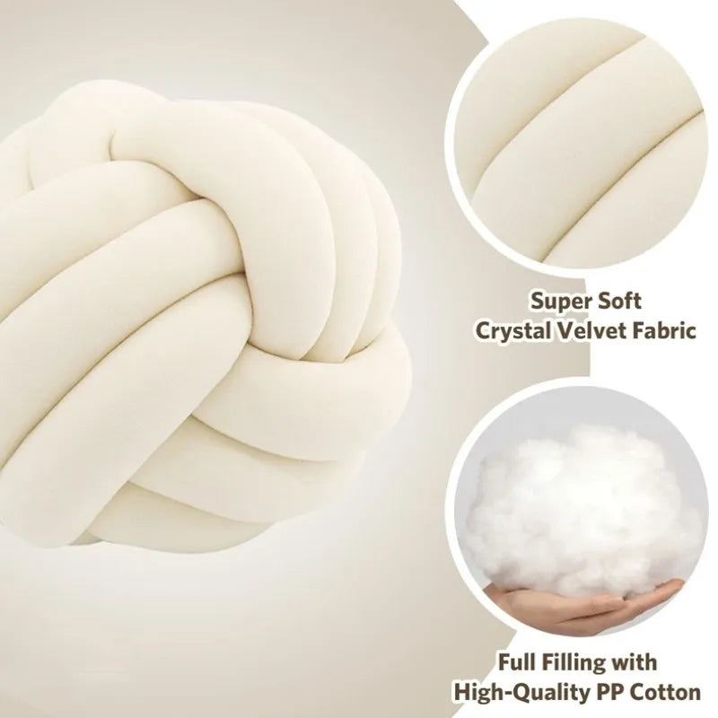 Decorative Throw Knot Pillow| Soft Ball Pillow for Home Chair Sofa Bed Aesthetic | Handmade round  Knotted Pillow Cushion 