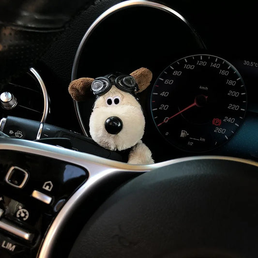 Plush Puppy Clutch Decor| Bowknot Dog Car Doll 