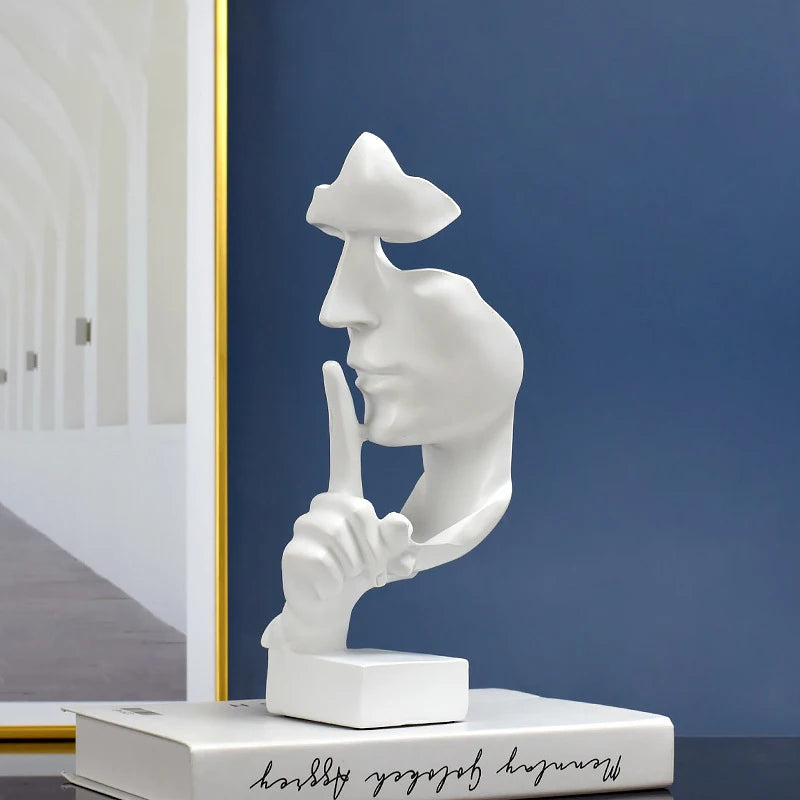 Thinker Statue Sculpture | Silence Is Gold Figurines| Resin Retro Home Decor f