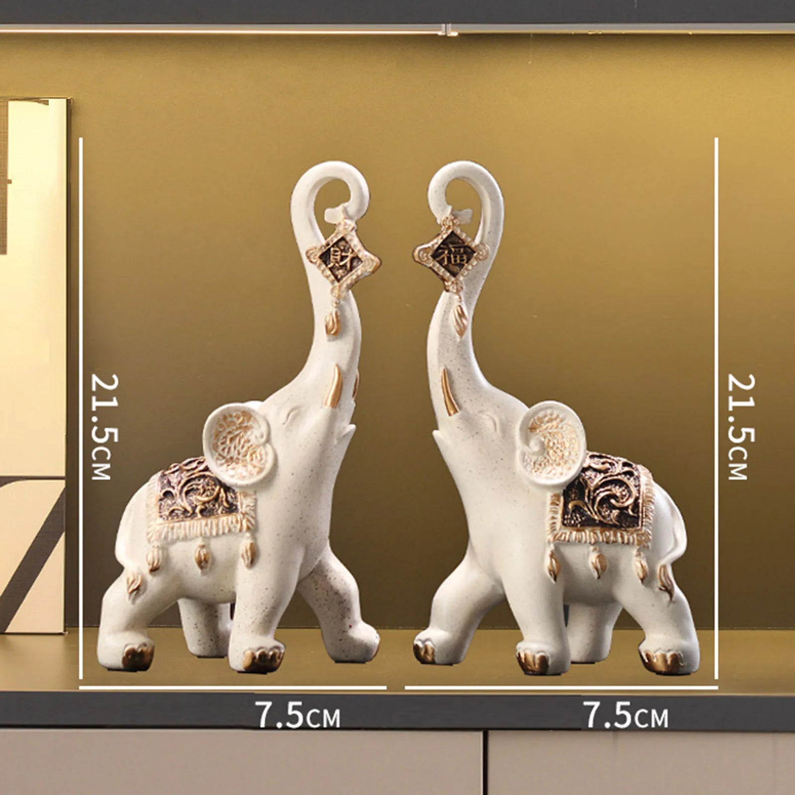 2Pcs Nordic Style Resin Elephant Statues | Animal Sculpture Ornaments for Home Office Decoration Dorm Desktop Decor Birthday Gift