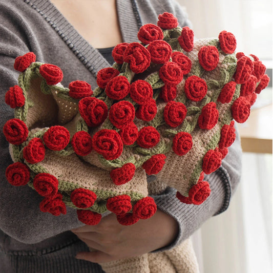 Flower Bouquet Blanket| Rose/Lily of the Valley Crochet Bouquet Blanket| Washable 3D Flower Shawl Blanket