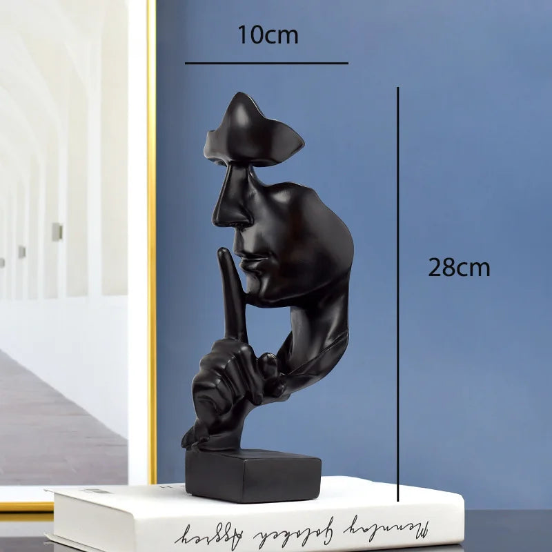 Thinker Statue Sculpture | Silence Is Gold Figurines| Resin Retro Home Decor f