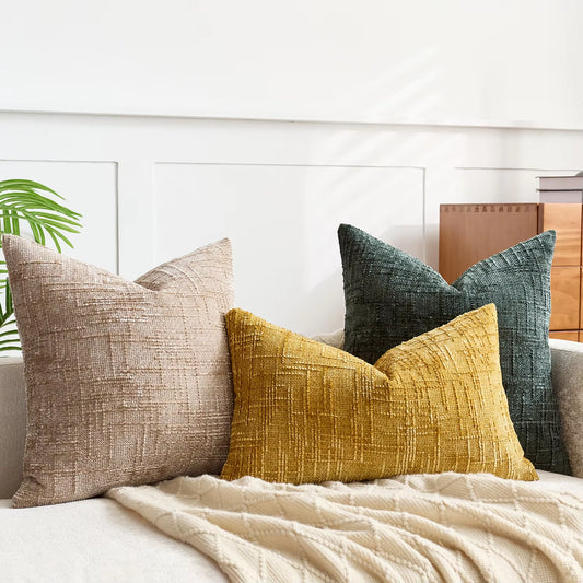  40/45/50Cm Bamboo Textured Cushion Cover| Solid Color Throw Pillow Case for Bedroom Sofa Home Decorative